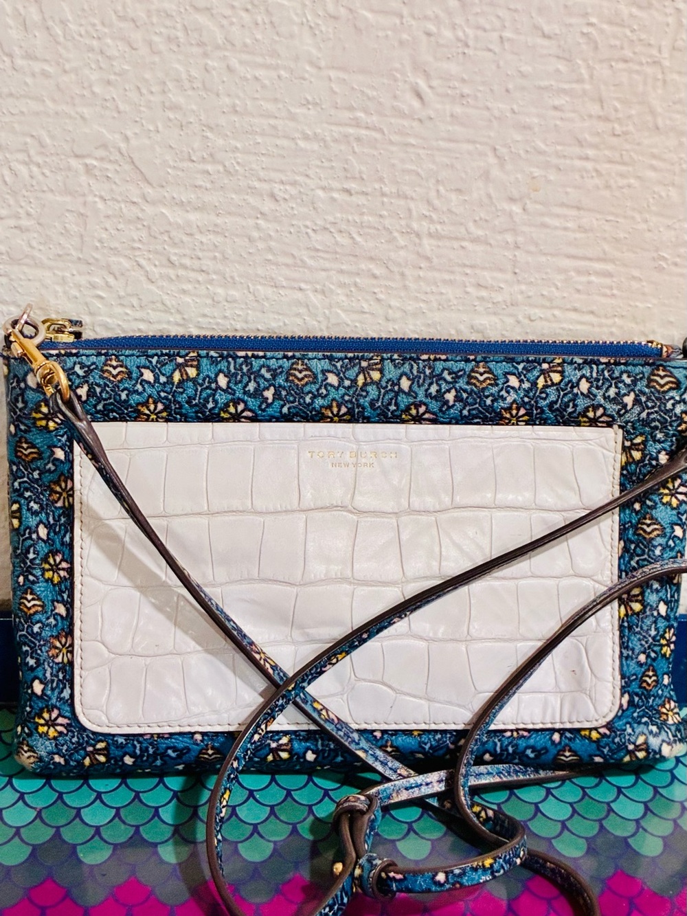 Tory Burch Wild Blue Pansy Crossbody